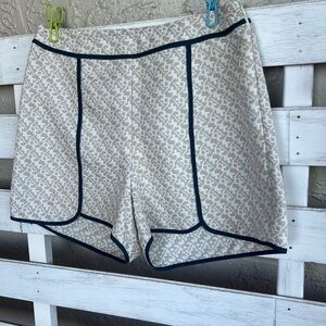 Ark & Co.  Womens S Cream Blue Hot Hight Waist Dress Shorts Side Zip